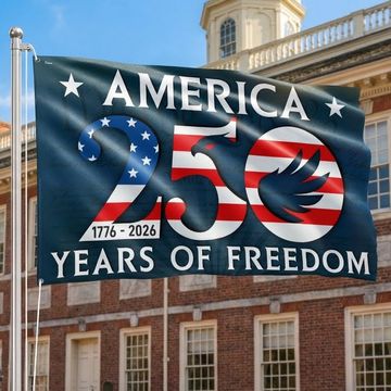 Discover 250 Years of Freedom American Grommet Flag, 1776 2026 America with Patriotic Eagle Decor
