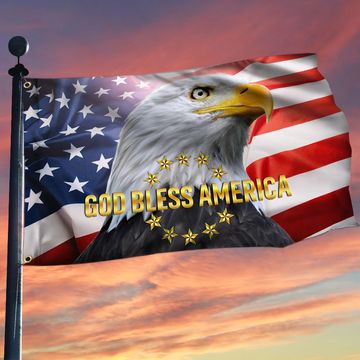 Discover God Bless America Patriotic Eagle Grommet Flag