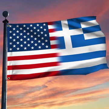 Discover Greek And American Grommet Flag Greece USA, Greek-American Flag