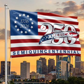 Discover Patriotic American Flag, 250 Years Semiquincentennial 1776 2026 Grommet Flag