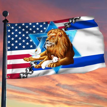 Discover Jewish Israel, Lion Of Judah Israel American Grommet Flag