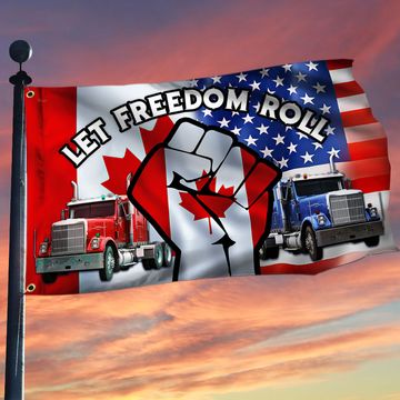 Discover Canada Freedom Convoy 2022 Grommet Flag Let Freedom Roll