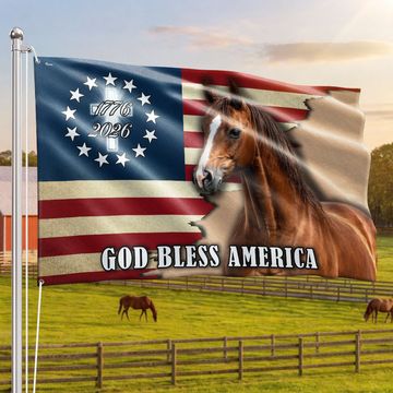 Discover God Bless America Flag, 1776 2026 Patriotic Horse Grommet Flag