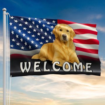 Discover Flagwix American Flag - Golden Retriever Patriotic Dog American Grommet Flag