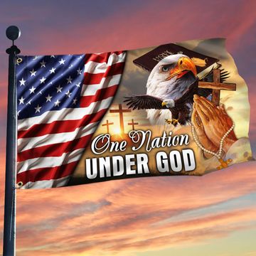 Discover Patriotic Eagle American Flag One Nation Under God Grommet Flag