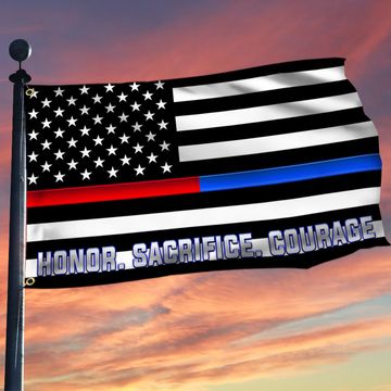 Discover Thin Red Blue Line Grommet Flag Firefighter Police Honor Sacrifice Courage