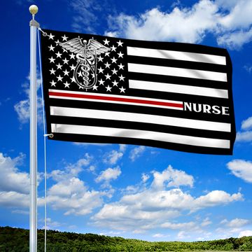 Discover Nurse Flag Thin Red Line Nurse Grommet Flag TRN1388GFv1