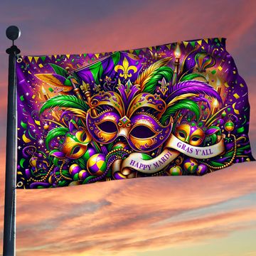Discover Happy Mardi Gras Y'all Grommet Flag