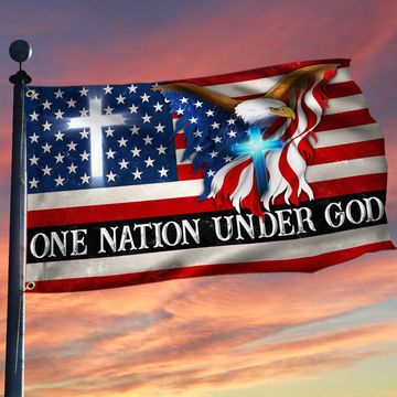Discover One Nation Under God, Christian Cross, American Flag