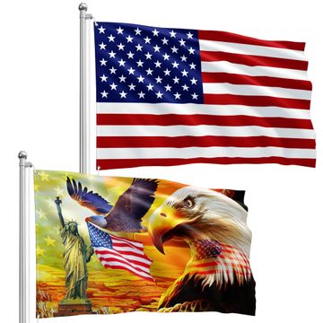 Discover FLAGWIX Combo Pack: USA American Flag & Patriotic Eagle Flag 3x5 Ft