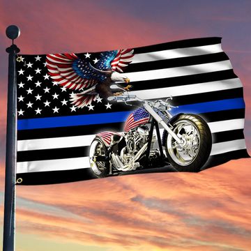 Discover Motorcycle Patriotic Eagle American The Thin Blue Line Grommet Flag