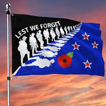 Discover New Zealand Lest We Forget Grommet Flag