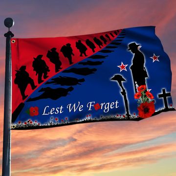 Discover Anzac Day Remembrance Day New Zealand Lest We Forget Grommet Flag LHA1748GFv2