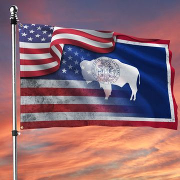 Discover Wyoming Flag With Old American Grommet Flag MLN1287GFv1