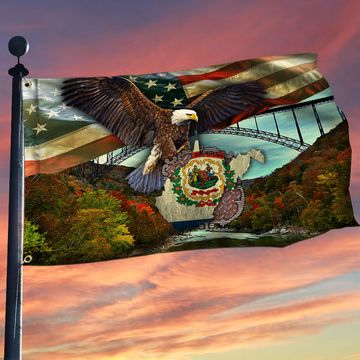 Discover West Virginia State Eagle Grommet Flag QNK751GFV3