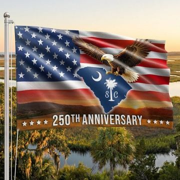 Discover SC 250th Anniversary Flag, South Carolina State USA Eagle Grommet Flag