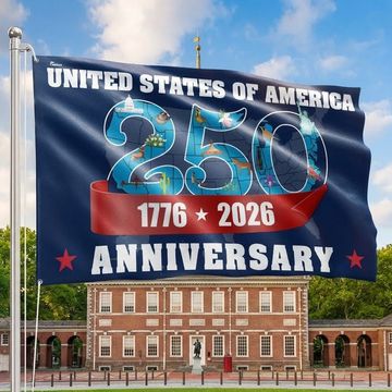 Discover America 250th Anniversary Flag, Patriotic 1776 2026 USA Map Grommet Flag