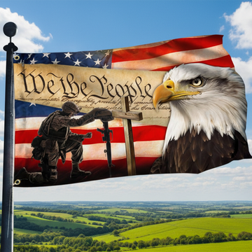 Discover Veteran Kneeling Cross Patriot Eagle We The People Grommet Flag
