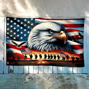Discover Thank You Veterans American Eagle Patriotism Grommet Flag
