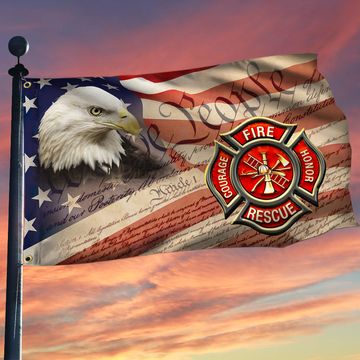 Discover Firefighter Flag American Eagle Firefighter Grommet Flag