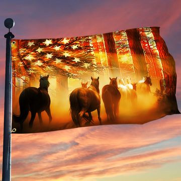 Discover Horse Grommet Flag Wild Horses American Sunset