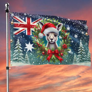 Discover Australian Kangaroo Christmas Winter Holidays Australia Grommet Flag