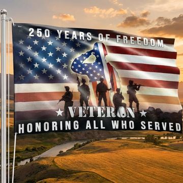 Discover 250 Years of Freedom American Flag, Honoring All Who Served Veterans Grommet Flag