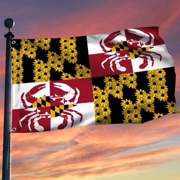 Discover Maryland State Crab and Black-eyed Susan Flower Maryland Grommet Flag