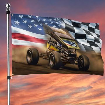 Discover Sprint Car Dirt Track Racing American Grommet Flag