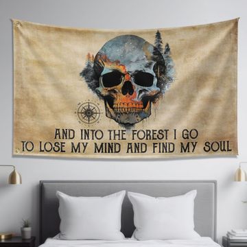 Discover Skull And Into The Forest I Go Funny Dorm Flag