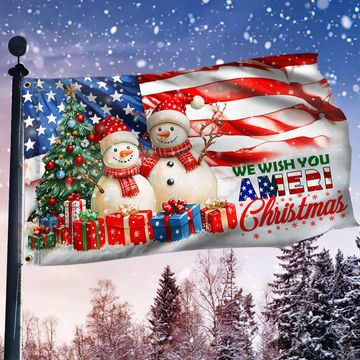 Discover Snowman We Wish You Ameri Christmas Grommet Flag