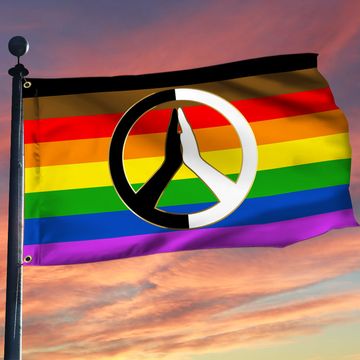 Discover Equality Flag LGBT BLM Rainbow Hippie Peace Sign Flag