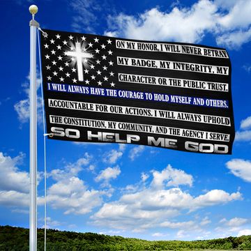 Discover Law Enforcement Thin Blue Line Grommet Flag