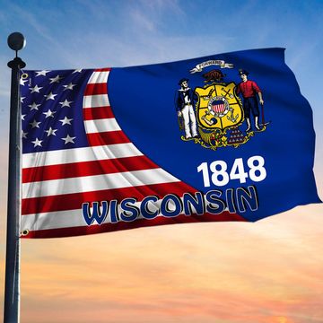 Discover Wisconsin Eagle Grommet Flag MLH1774GFv23