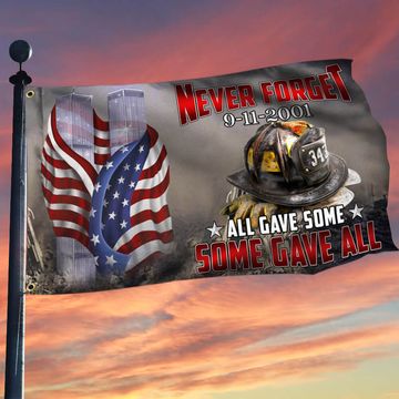 Discover 911 Flag Never Forget, 343 Firefighter, Memorial Patriot Day American Flag THB2410GFv1