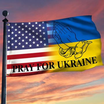 Discover Pray For Ukraine, America Ukraine Grommet Flag