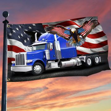 Discover Semi Trailer Truck American Truck. Patriot Trucker American Eagle Grommet Flag THN3712GFv2