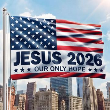 Discover Jesus 2026 Our Only Hope Christian Patriotic American Grommet Flag