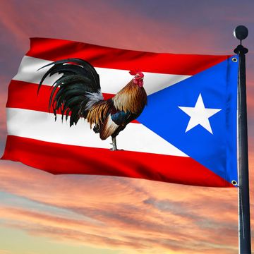 Discover Rooster Puerto Rican Grommet Flag