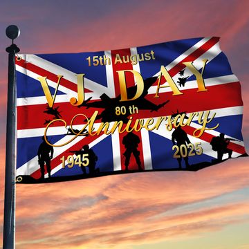 Discover VJ Day 15th August 80th Anniversary Union Jack Grommet Flag