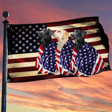 Discover Black And Yellow Labrador Retriever American Patriot Grommet Flag