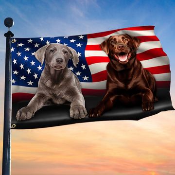 Discover Labrador Retriever Dog Silver And A Chocolate Lab American Grommet Flag