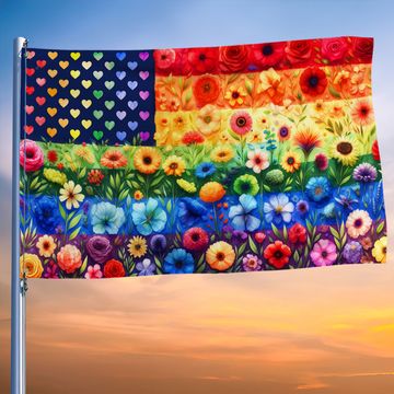Discover Floral Pride LGBT Grommet Flag