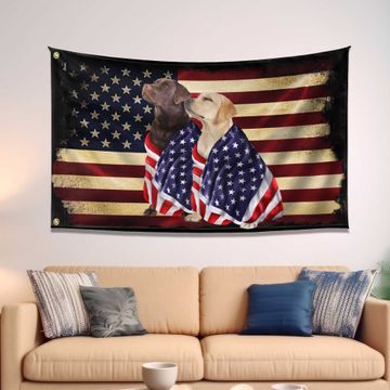 Discover Chocolate Labrador And Yellow Labrador Retrievers Patriotic American Flag Wrapped in Glory