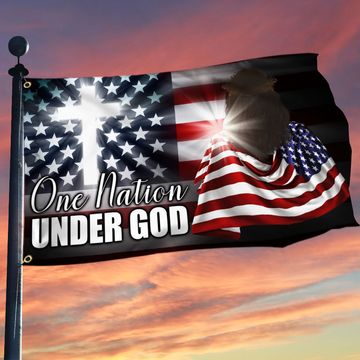 Discover Christian Cross American Grommet Flag One Nation Under God