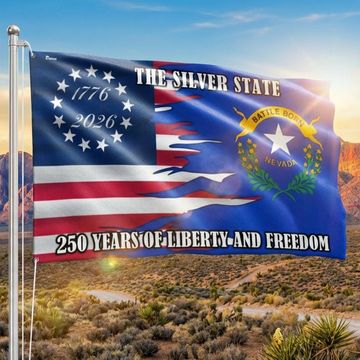 Discover 250 Years of Liberty and Freedom The Silver State Nevada Grommet Flag