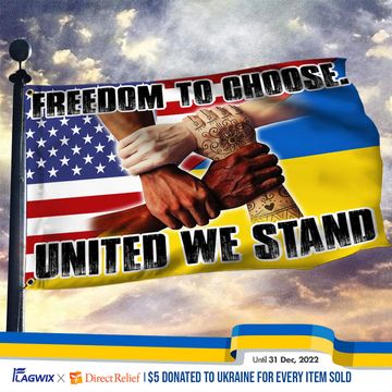 Discover Ukraine United States Grommet FLAG Stand With Ukraine Freedom To Choose United We Stand NTB500GFv2