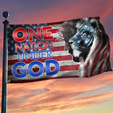 Discover Lion King Jesus Christ Grommet Flag One Nation Under God