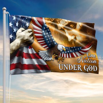 Discover American Eagle Jesus One Nation Under God Christ Patriot Grommet Flag