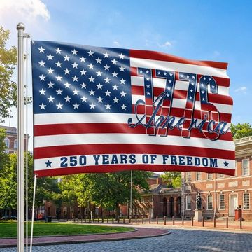 Discover Patriotic American Flag, 1776 America 250 Years of Freedom Grommet Flag